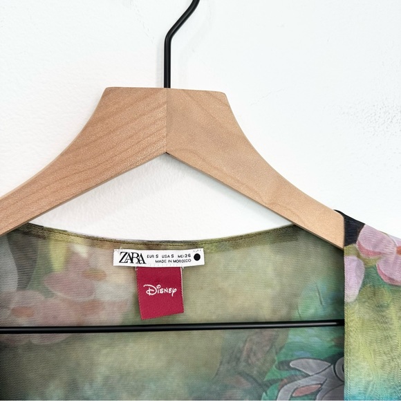 Zara × Disney Bambi Draped Tulle Sheer Mesh Long Sleeve Crop size Small - Picture 7 of 7